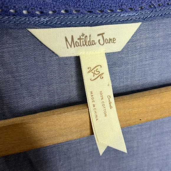 Matilda Jane Hour By Hour Chambray Cotton Boho Mixed Media Lace Trim Cardigan - Picture 9 of 12